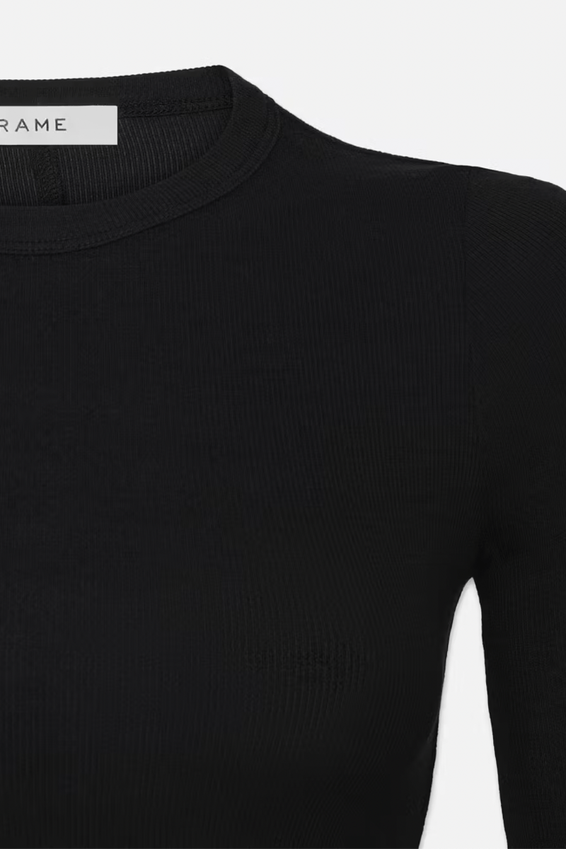T-shirt côtelé ajusté à manches longues