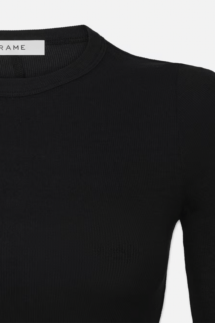 T-shirt côtelé ajusté à manches longues