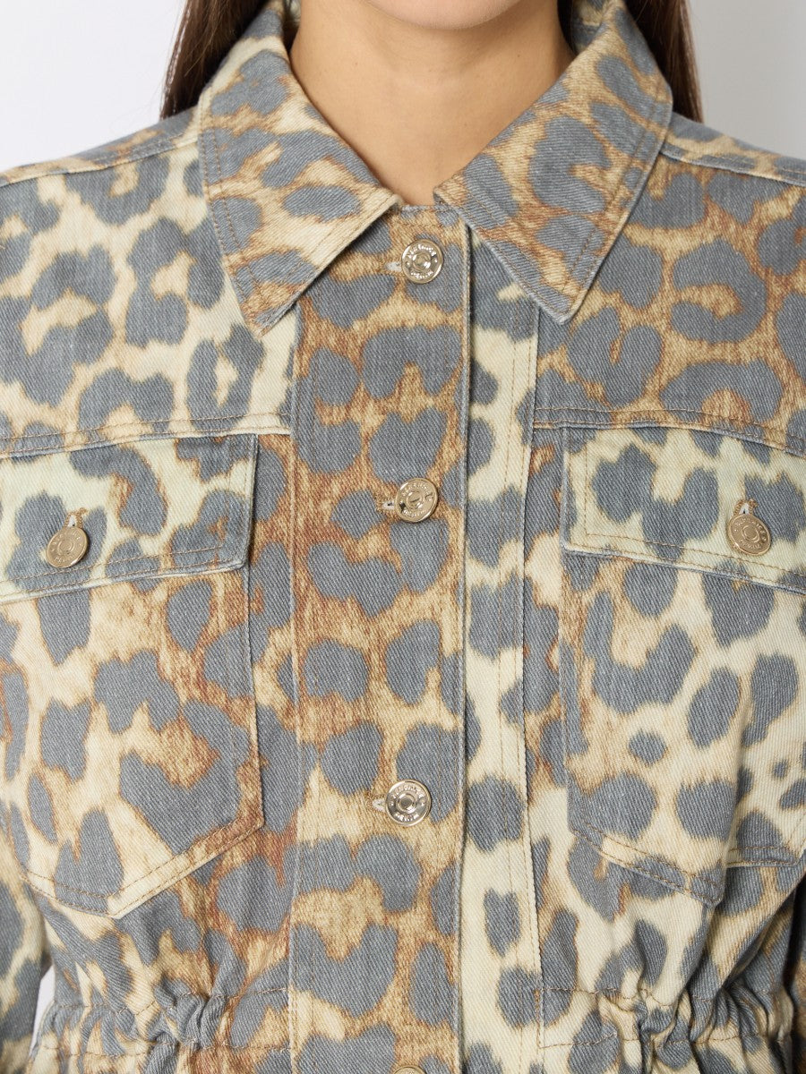 Veste en denim avec imprimé léopard Veron