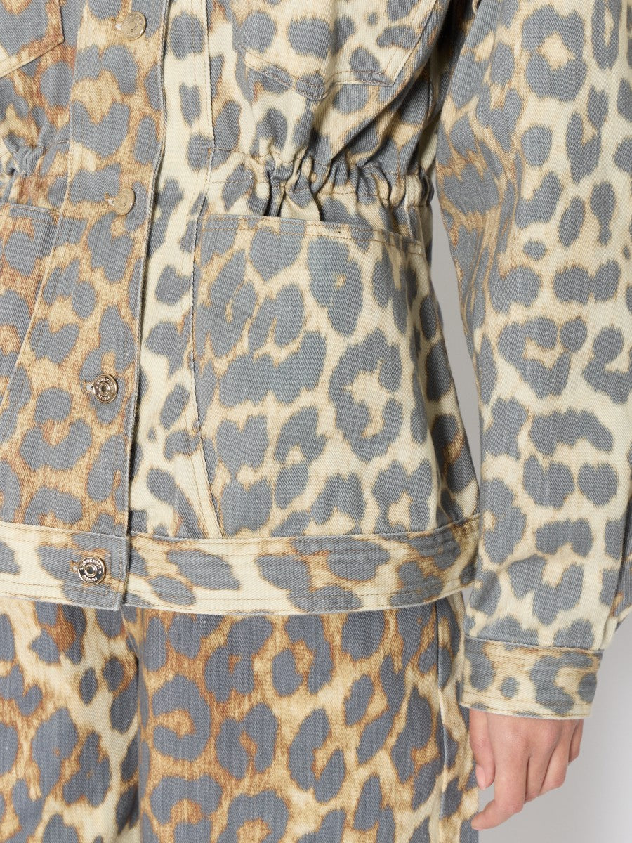Veste en denim avec imprimé léopard Veron