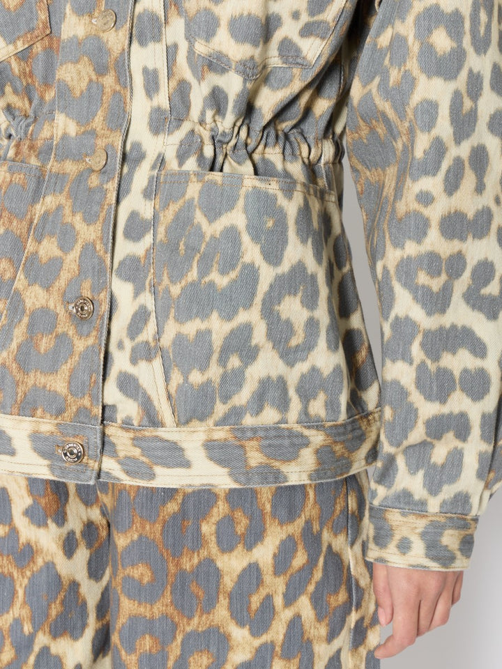 Veste en denim avec imprimé léopard Veron