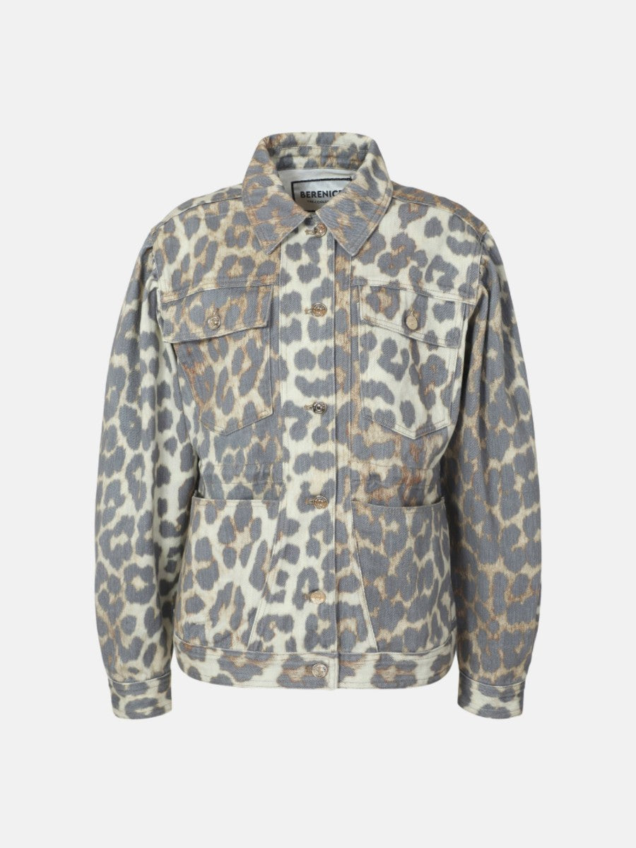 Veste en denim avec imprimé léopard Veron