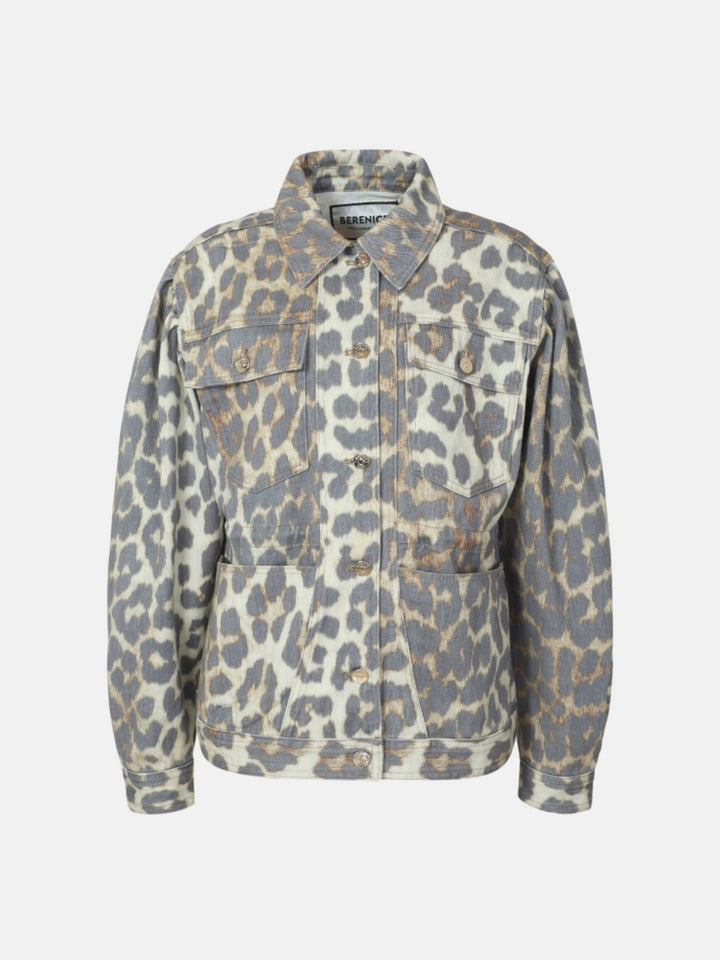 Veste en denim avec imprimé léopard Veron