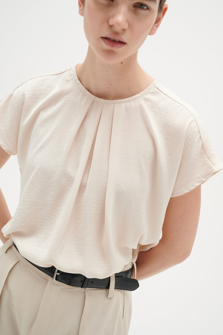 Blouse légère col rond ivoire