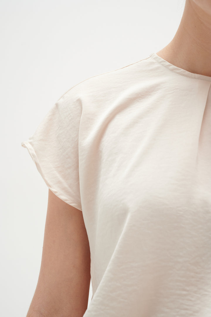 Blouse légère col rond ivoire