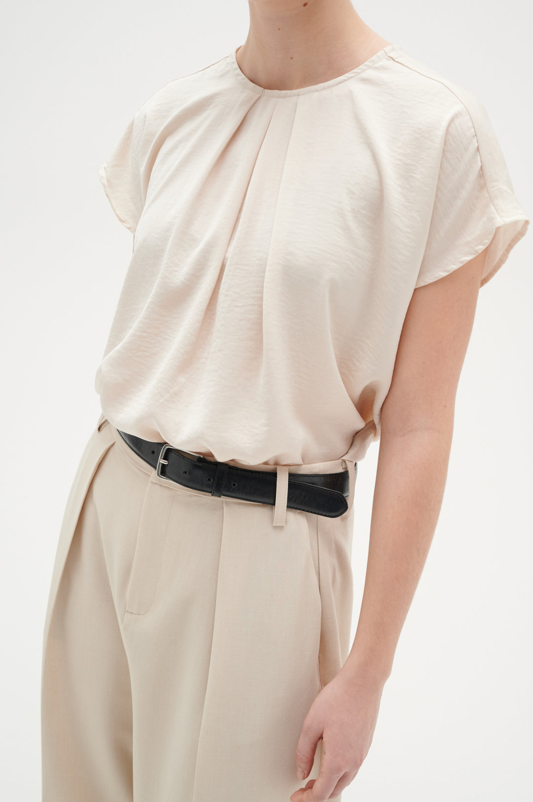 Blouse légère col rond ivoire