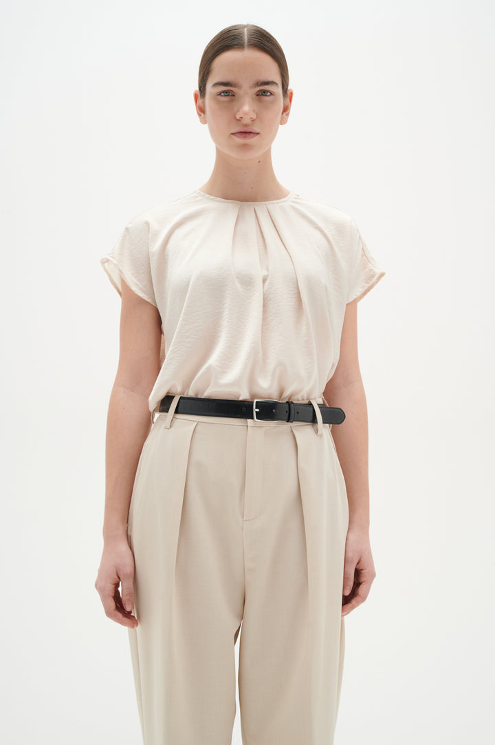 Blouse légère col rond ivoire