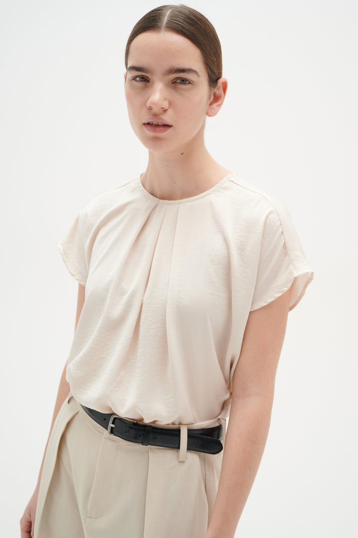 Blouse légère col rond ivoire