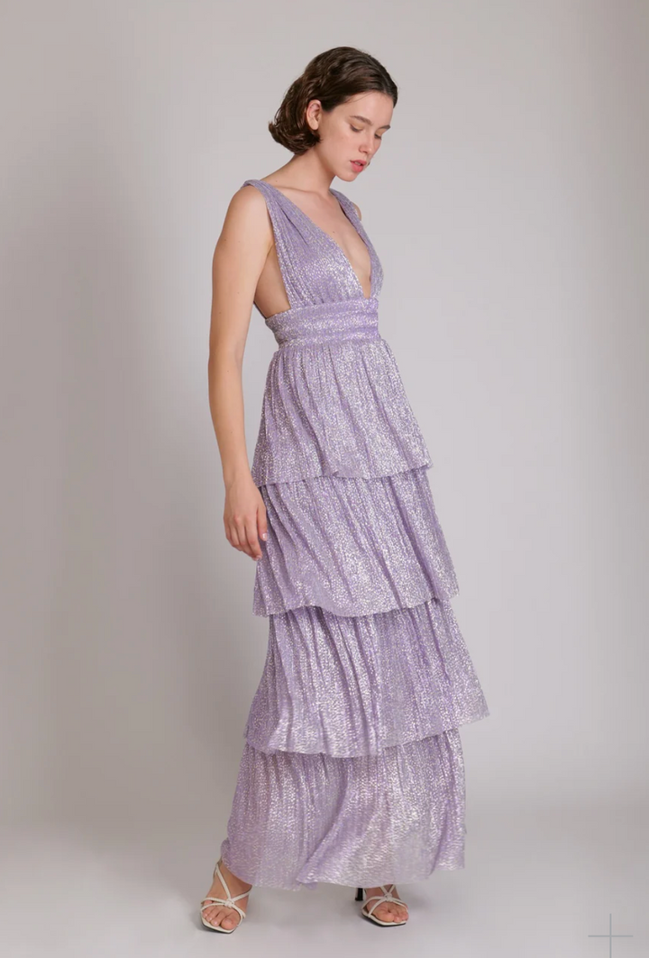 Robe longue lilas et doré Alpha