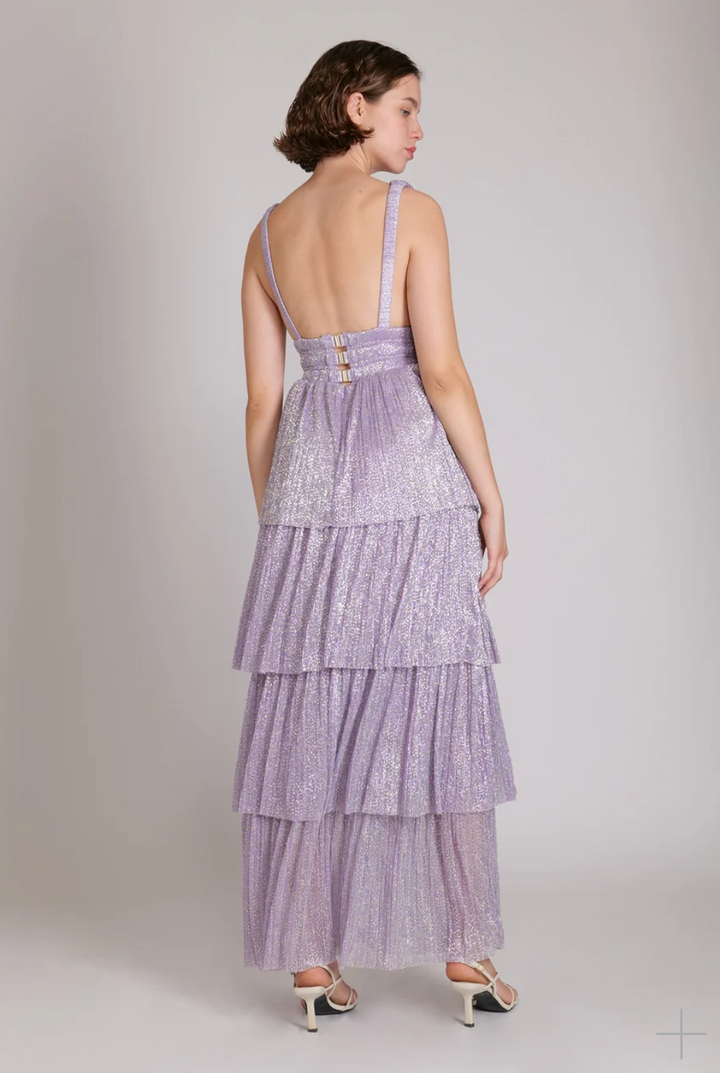 Robe longue lilas et doré Alpha
